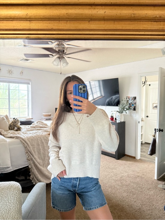 Sincerly Jules Jackets & Blazers - Boutique Cream Crewneck Sweater